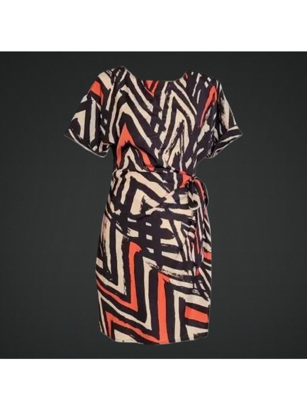 Ladies Small Midi Dress with Wrapped Tied Waist Detail and Cuffed Sleeve